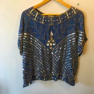 Rare 100% Silk Beaded Blouse2